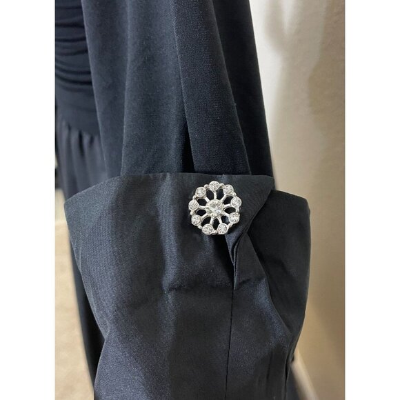 Jessica Howard Jersey Taffeta Dress Size 6 Portrait Collar Ruched A Line Midi - Picture 10 of 10